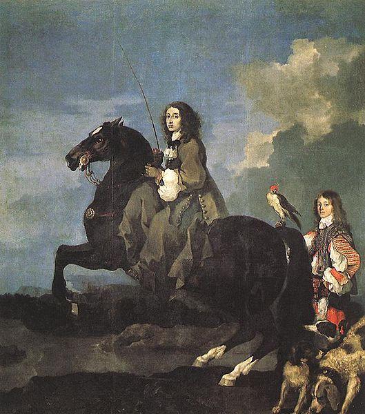 Sebastien Bourdon Queen Christina of Sweden on Horseback oil painting image